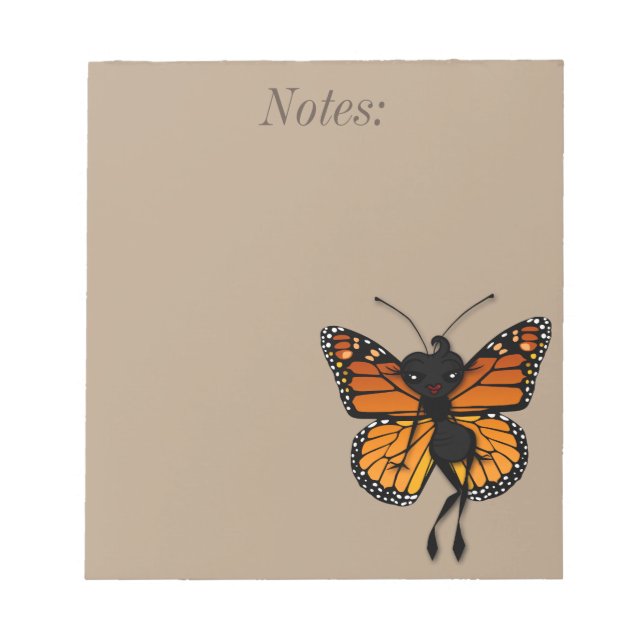 BLOC DE NOTAS CUTE MONARCH BUTTERFLY LADY NOTEPAD (Frente)