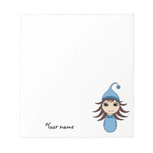 Bloc De Notas Cute morena pajama chica chibi en azul