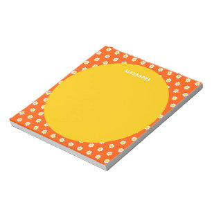 Bloc De Notas Cute Orange Daisy Despedida de Soltera Nombre Pers