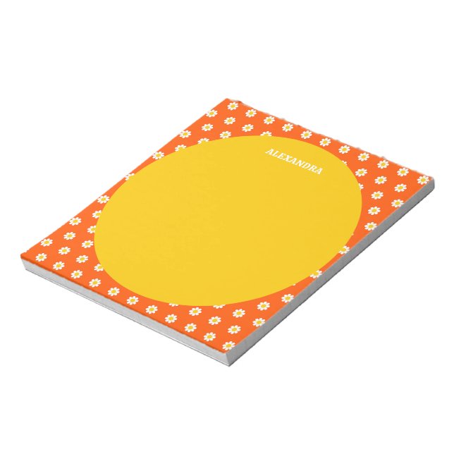 Bloc De Notas Cute Orange Daisy Despedida de Soltera Nombre Pers (Lado Izquierdo)