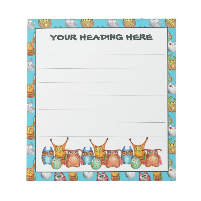 Bloc De Notas Cute owls personalizado notepad (Frente)