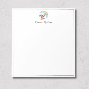 Bloc De Notas Cute Pastel Bebe Elefante Arcoiris Nombre Guarderí