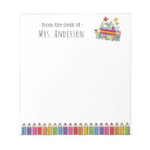 Cute Pencils Teacher Nombre Notepad