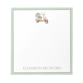 Bloc De Notas Cute Pink and Aqua Coastal Scooter