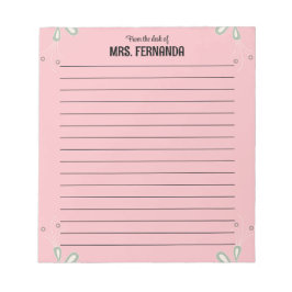 Bloc De Notas Cute Pink Teacher Lined Paper From The Desk Of 