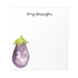 Bloc De Notas Cute Purple Eggplant Acuarela Cosecha