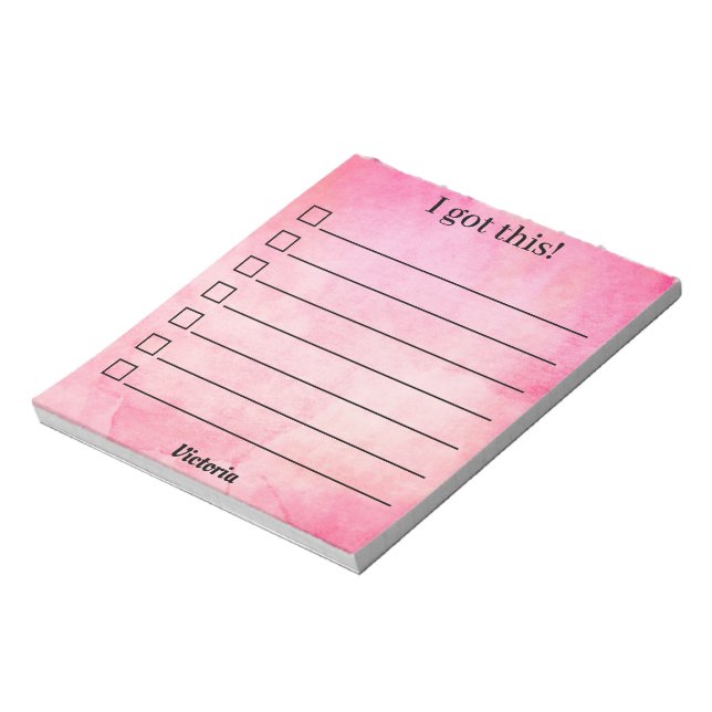 Bloc De Notas Cute Rosa Personalizado Tu Nombre (Lado Izquierdo)