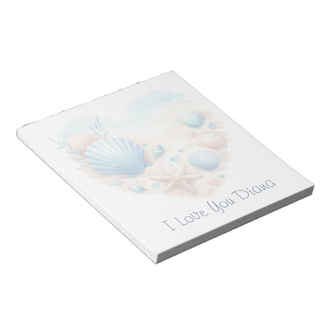 Bloc De Notas Cute Seashell Heart Beach Love Valentine's Day (Lado Derecho)