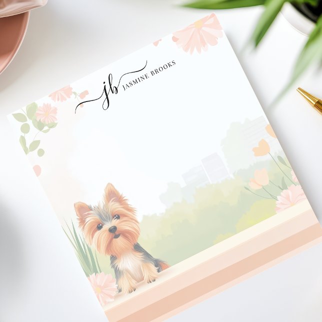 Bloc De Notas Cute Spring Yorkshire Terrier Floral Personalizado (Subido por el creador)
