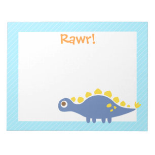 Bloc De Notas Cute Stegosaurus Dinosaurio Azul Para Niños