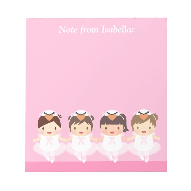 Bloc De Notas Cute Swan Ballet Bailarina Para Niñas (Frente)