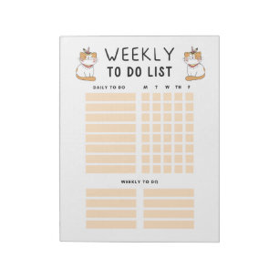 Bloc De Notas Cute Tribal Kitty Weekly To Do List