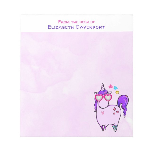 Bloc De Notas Cute Unicorn in Heart Shaped Glasses (Frente)