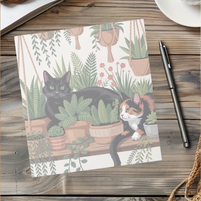 Bloc De Notas Cute Watercolor Botanical Cat (Subido por el creador)