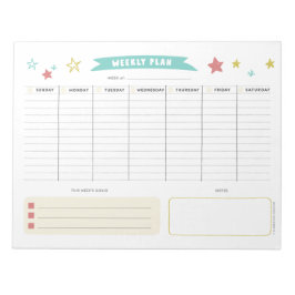 Bloc De Notas Cute Weekly Planner para Niños