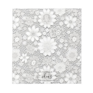 Bloc De Notas Cute white floral lace name paper pad