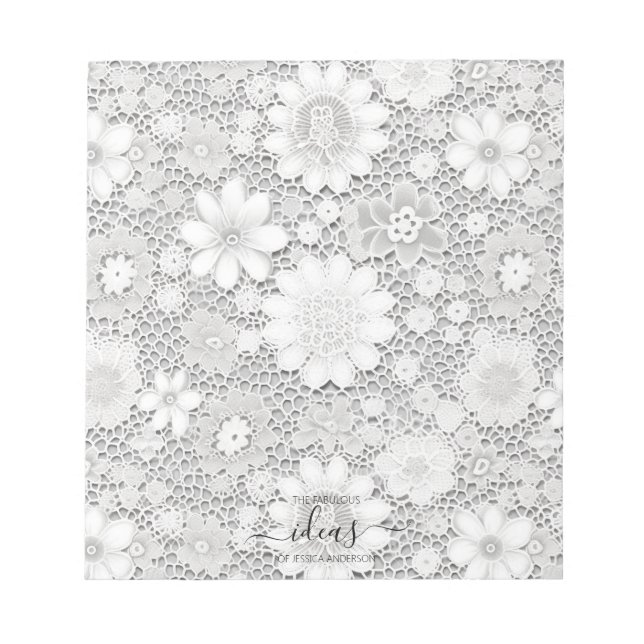 Bloc De Notas Cute white floral lace name paper pad (Frente)