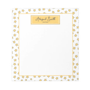Bloc De Notas Cute Yellow Stars Pattern Niños Notepad