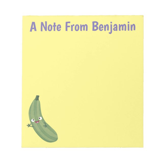 Bloc De Notas Cute zucchini feliz personalizado ilustracion (Frente)