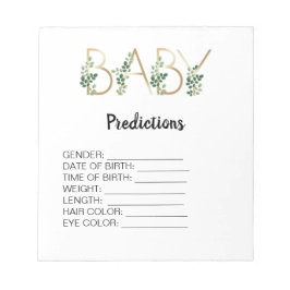 Bloc De Notas Cutie Baby Shower Predictions Game Greenery Floral