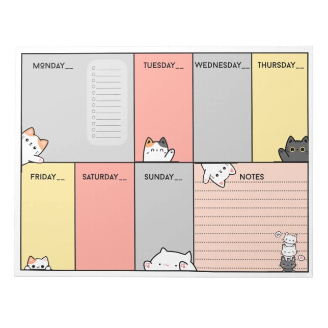 Bloc De Notas Cutie cat A4 semanal planner/notepad (Frente)