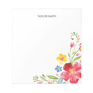 Bloc De Notas Cuto color de agua personalizado floral colorido
