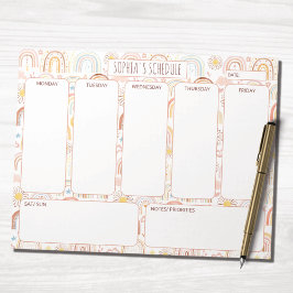 Bloc De Notas Cuto colorido arcoiris Resumen horario semanal