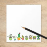 Bloc De Notas Cuto Ilustrado Suculento borde Jardín<br><div class="desc">Personalizado notepad diseño con una hilera de pequeños cactus dibujados a mano y suculentos ilustraciones de macetas, perfecto para un negocio de jardinería o paisajismo o para quien disfrute de un poco de vegetación. Personalice este diseño con su información personal o de la empresa o sólo con su monograma de...</div>