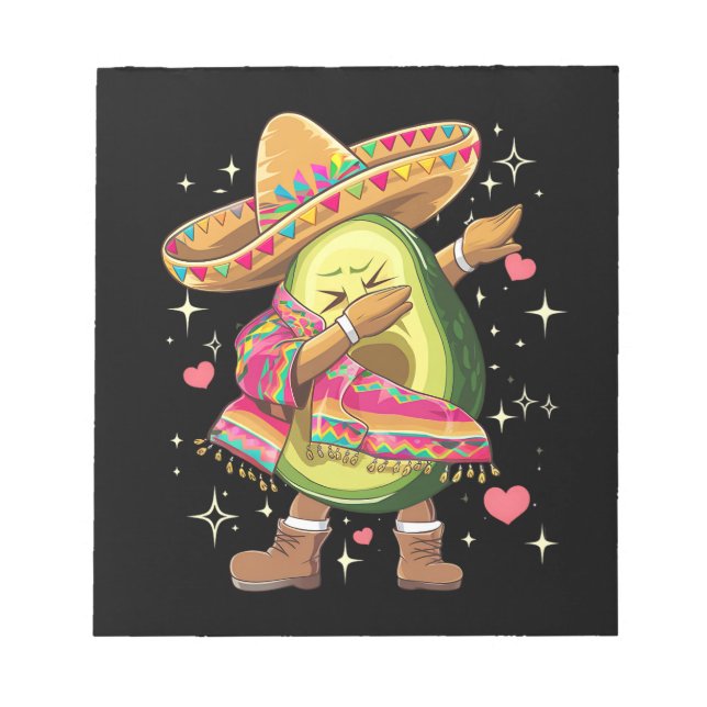 Bloc De Notas Dabbing Aguacate Cinco De Mayo Divertido Poncho Me (Frente)
