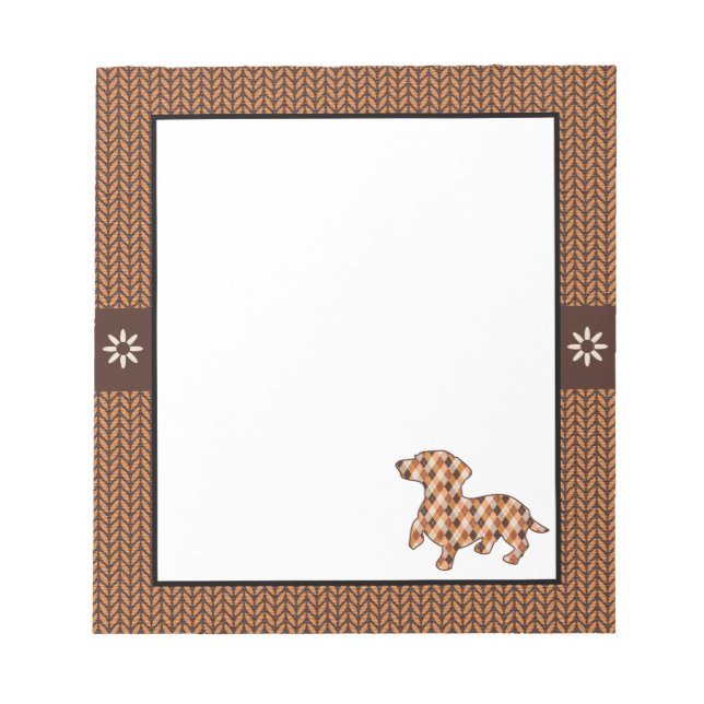 Bloc De Notas Dachshund Brown Knit Tinto Notepad (Frente)