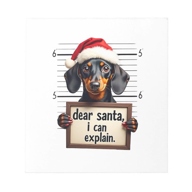 Bloc De Notas Dachshund Divertido Navidad Querido Santa Puedo Ex (Frente)