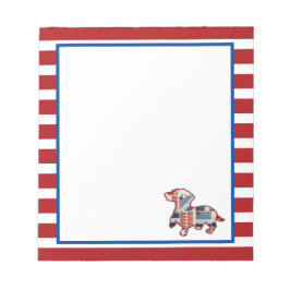 Bloc de notas Dachshund Rojo, Blanco y Azul