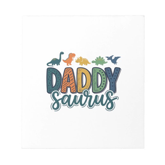 Bloc De Notas Daddy Saurus Diseño de vector de papá dinosaurio l (Frente)