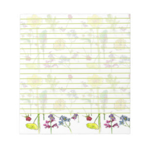 Bloc De Notas Daffodil Pansy Wildflower Dibujos botánicos alinea