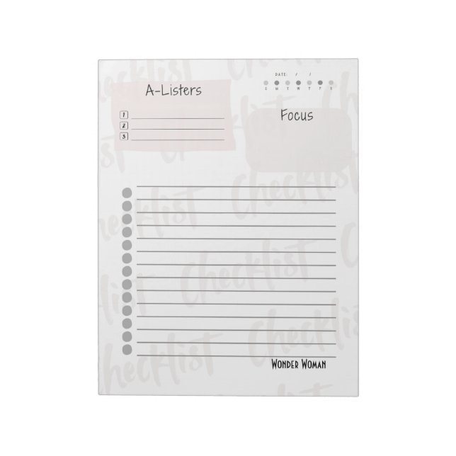 Bloc De Notas Daily Checklist – Customizable Tear-Off Notepad (Lado Izquierdo)