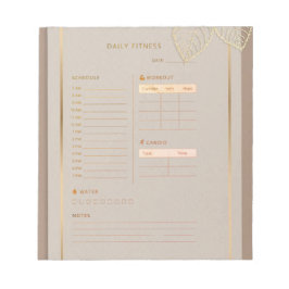 Bloc De Notas  Daily Fitness Planner gold classic watercolor 