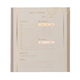 Bloc De Notas  Daily Fitness Planner gold classic watercolor 