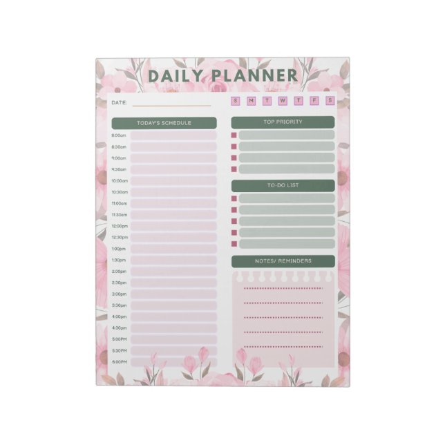 Bloc De Notas daily floral planner Notepad (Lado Izquierdo)