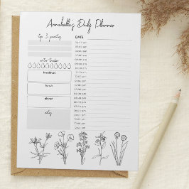Bloc De Notas Daily Planner Hourly To Do List Black White Floral