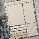 Bloc De Notas Daily Planner Leopard Print To Do List Notes Comid<br><div class="desc">Personalizado Daily Planner con impresión de crema negra y leopardo de color marrón con secciones para hacer lista,  notas,  comidas y citas o recordatorios. Este bloc de notas desgarrador está impreso en cada página para que dure 40 días.</div>