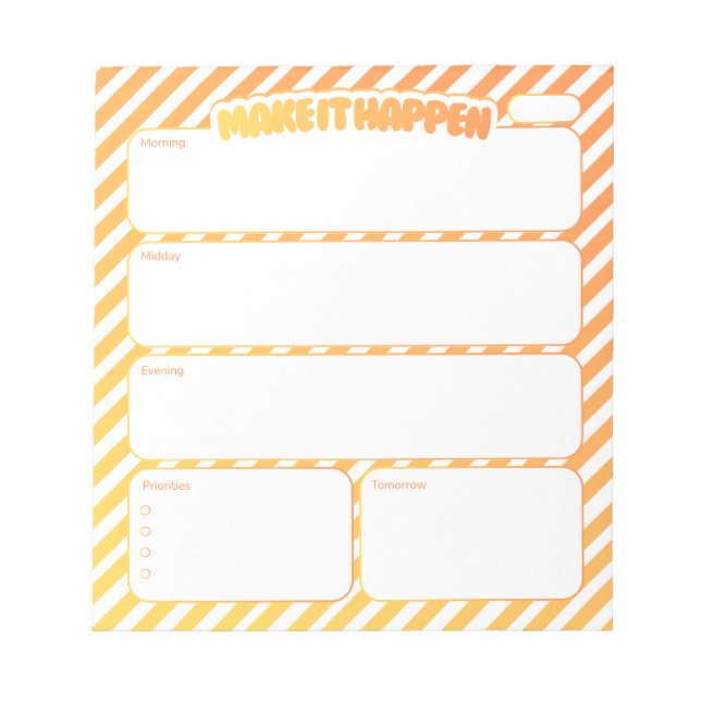 Bloc De Notas Daily Planner Notepad - Yellow Striped (Frente)