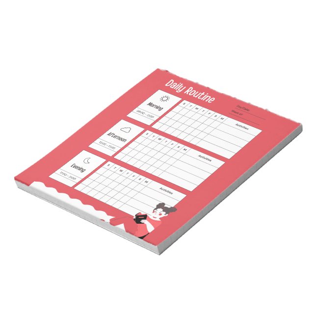 Bloc De Notas Daily Routine Chart Morning Afternoon Evening (Lado Izquierdo)