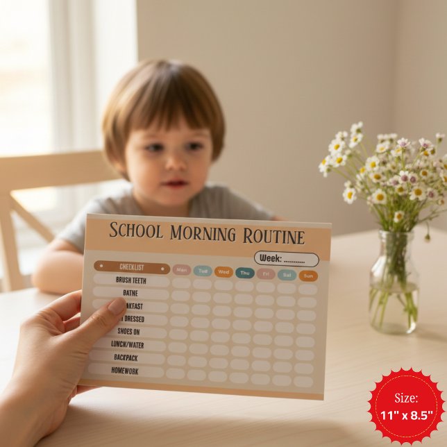 Bloc De Notas Daily Routine Checklist for Kids Morning & School  (Daily Routine Checklist for Kids Morning & School Notepad)