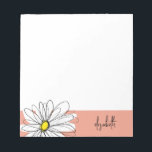 Bloc De Notas Daisía caprichosa de coral y blanco con texto Pers<br><div class="desc">Una obra de arte zen y caprichosa,  hipster. Puede añadir un nombre,  un monograma u otro texto personalizado. Si necesita mover el dibujo,  haga clic en el botón personalizar para realizar cambios.</div>