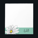 Bloc De Notas Daisía sincera verde y blanca con texto Personaliz<br><div class="desc">Una obra de arte zen y caprichosa,  hipster. Puede añadir un nombre,  un monograma u otro texto personalizado. Si necesita mover el dibujo,  haga clic en el botón personalizar para realizar cambios.</div>