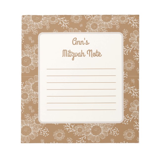 Bloc De Notas Daisy boho Mitzvah Notes (Frente)