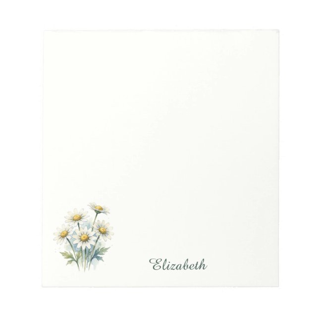 Bloc de notas Daisy con nombre personalizado (Frente)