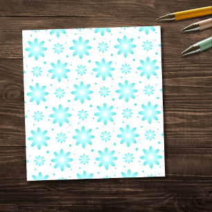 Bloc De Notas Daisy delicado blanco y turquesa, patrón de puntos