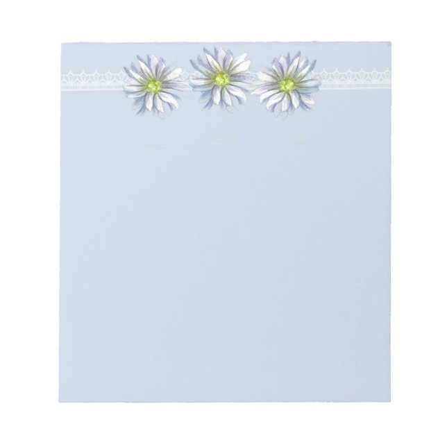 Bloc De Notas Daisy Flower Botanic Drawing Pastel Azul (Frente)