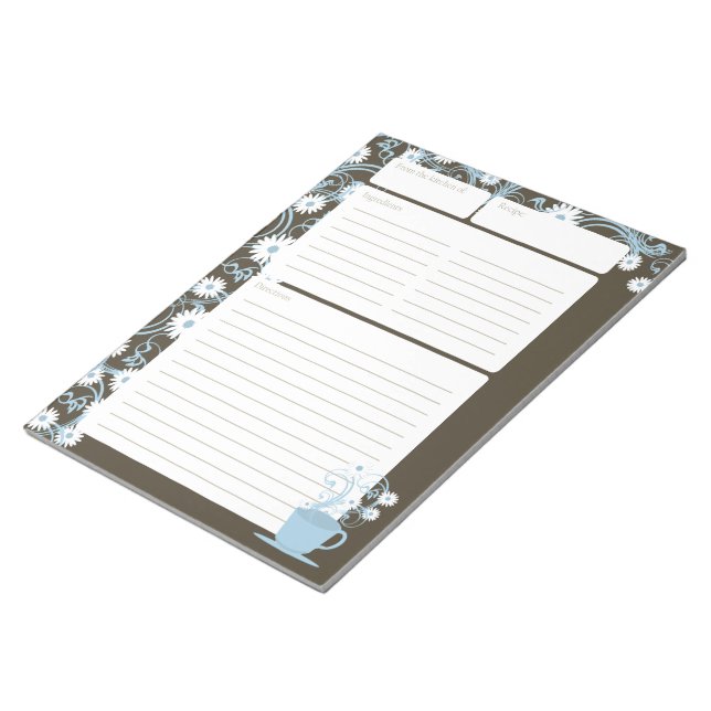 Bloc De Notas Daisy Tea Fiesta Recipe Páginas Espresso Azul (Lado Derecho)